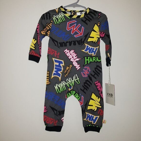 HARAJUKU MINI BY GWEN STEPHANI GRAFITTI PRINT BABY ONE PIECE SIZE 9 MONTHS NWT - Picture 1 of 6